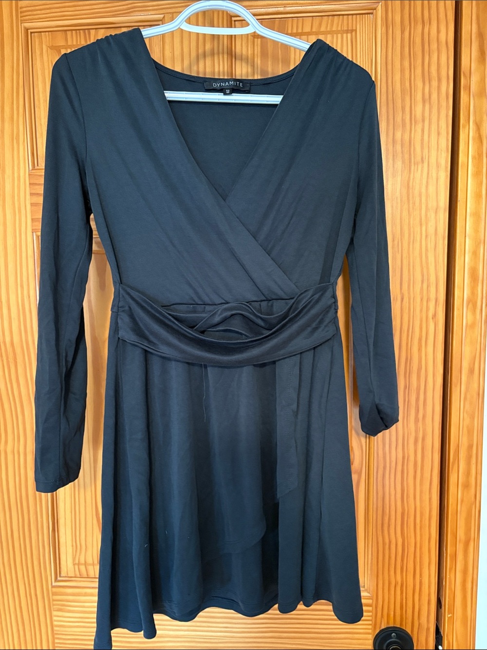 Dynamite Black Long-Sleeve Wrap Dress